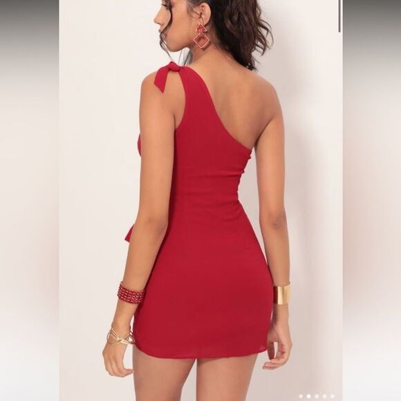 Lucy In The Sky-Red One-Shoulder Dress-XS - Picture 2 of 5